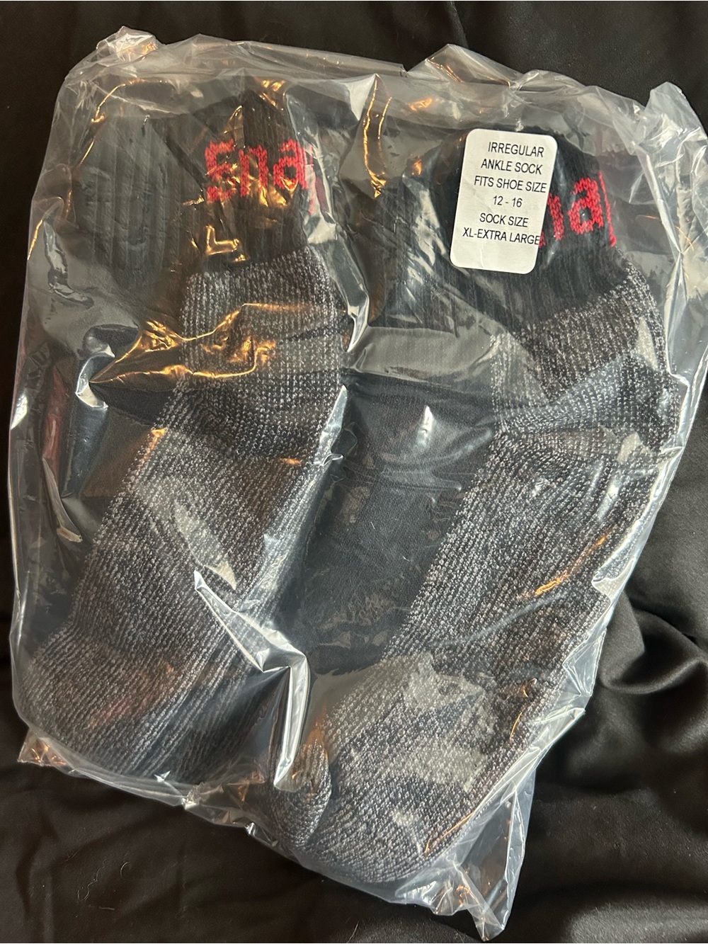 Men's Black Ankle Socks with Red Logo - Pack